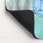 Pastel Blue Floral Monogram Muismat (Hoek)