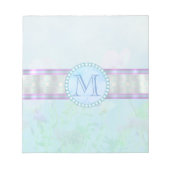 Pastel Blue Floral Monogram Notitieblok (Voorkant)