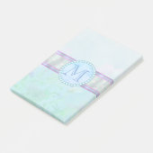 Pastel Blue Floral Monogram Post-it® Notes (Schuin)