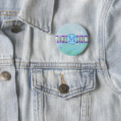 Pastel Blue Floral Monogram Ronde Button 5,7 Cm (In situ)