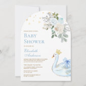 Pastel Blue Floral Swan Princess Arch Baby shower Kaart (Voorkant)