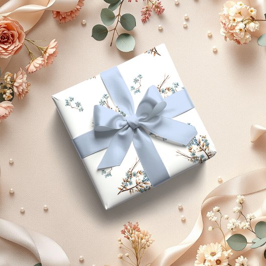 Pastel Blue Floral Tea Muizen Inpakpapier Vel