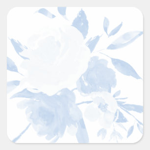 Pastel Blue Floral Waterverf Sticker