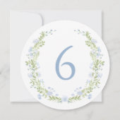 Pastel Blue Floral Wreath Whimsical Table Number Kaart (Achterkant)