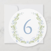 Pastel Blue Floral Wreath Whimsical Table Number Kaart (Voorkant)