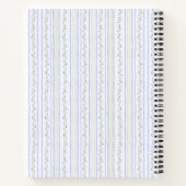 Pastel Blue Flowers and Stripes Coquette Monogram Notitieboek (Achterkant)