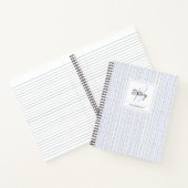 Pastel Blue Flowers and Stripes Coquette Monogram Notitieboek (Binnen)