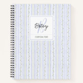 Pastel Blue Flowers and Stripes Coquette Monogram Notitieboek (Voorkant)