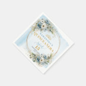 Pastel Blue Flowers Boho 15th Birthday Napkins Servet (Hoek)