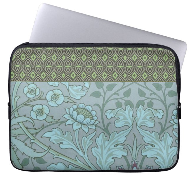 Pastel Blue Flowers Laptop Sleeve (Voorkant)