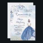 Pastel Blue Flowers Quinceañera Uitnodiging<br><div class="desc">Pastel Blue Flowers Quinceañera Invitation Mis Quince Anos,  15e verjaardag</div>