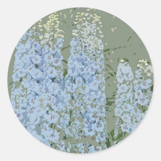 Pastel Blue Flowers Ronde Sticker (Voorkant)