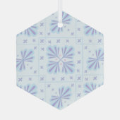 Pastel Blue Geometric Floral Repeat Pattern  Glas Ornament (Achterkant)