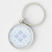 Pastel Blue Geometric Floral Repeat Pattern  Sleutelhanger (Voorkant)