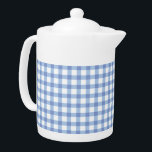 Pastel Blue Gingham Check Patroon Theepot<br><div class="desc">Pastel Blue Gingham Check Patroon</div>