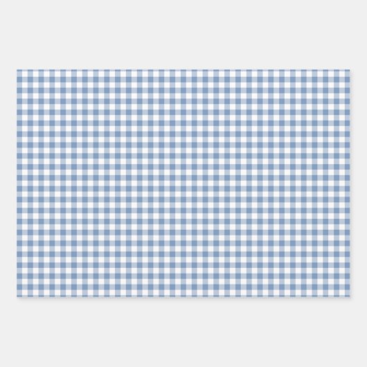 Pastel Blue Gingham Daisy Flower Polka Dot Pattern Inpakpapier Vel (Voorkant)