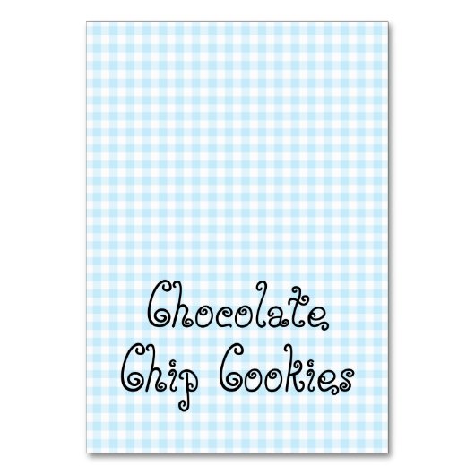 Pastel Blue Gingham Food Kaarten (Voorkant)
