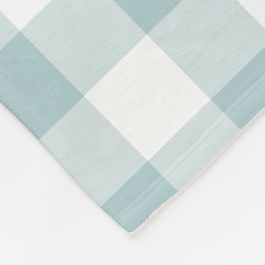 Pastel Blue Gingham Pattern Fleece Deken (Hoek)