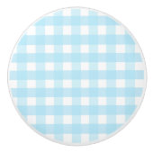 Pastel Blue Gingham Pattern Keramische Knop (Voorkant)