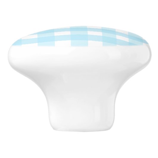 Pastel Blue Gingham Pattern Keramische Knop (Zijkant)