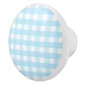 Pastel Blue Gingham Pattern Keramische Knop (Rechts)