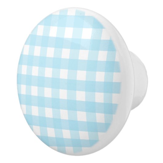 Pastel Blue Gingham Pattern Keramische Knop (Rechts)