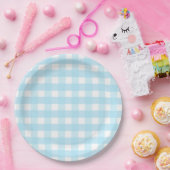 Pastel Blue Gingham Pattern Paper Bord (Feest)
