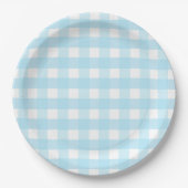 Pastel Blue Gingham Pattern Paper Bord (Voorkant)