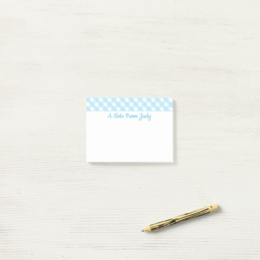 Pastel Blue Gingham Pattern Post-it® Notes (Op bureau)
