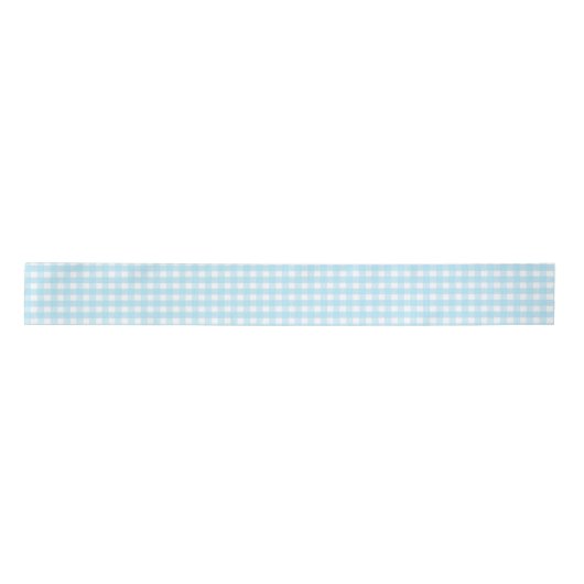Pastel Blue Gingham Pattern Satijnen Lint (Voorkant)