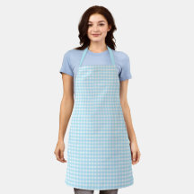 Pastel Blue Gingham Pattern Schort