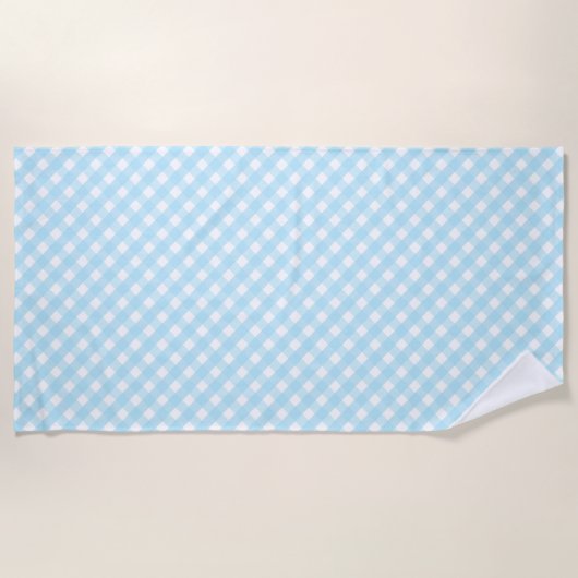 Pastel Blue Gingham Pattern Strandlaken (Voorkant)