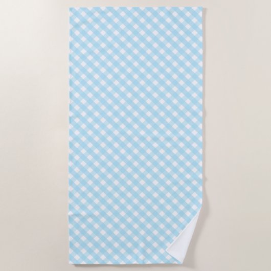 Pastel Blue Gingham Pattern Strandlaken (Voorkant)