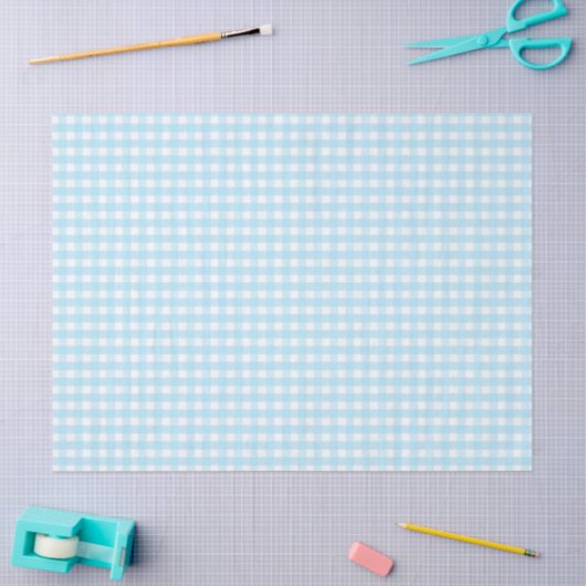 Pastel Blue Gingham Pattern Tissuepapier (Craft)