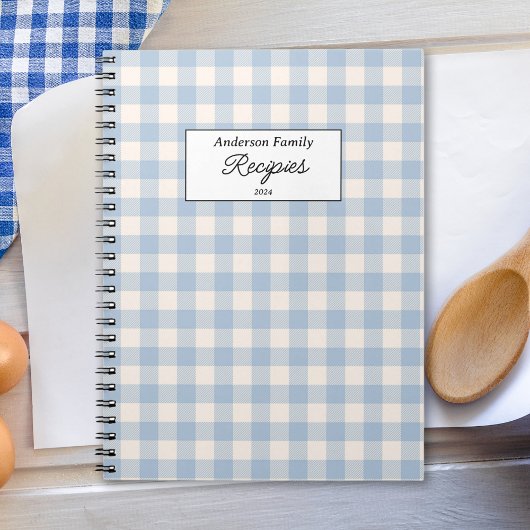 Pastel Blue Gingham Recept Notitieboek