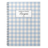 Pastel Blue Gingham Recept Notitieboek (Voorkant)