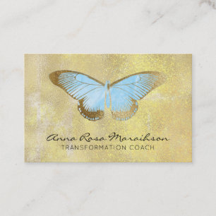 *~* Pastel Blue Glitter Fantasy Gilded Butterfly Visitekaartje