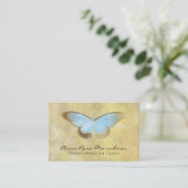 *~* Pastel Blue Glitter Fantasy Gilded Butterfly Visitekaartje (Staand voorkant)