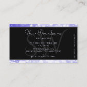 Pastel Blue Glitter Sparkle Stars Initialen Black Visitekaartje (Achterkant)