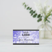 Pastel Blue Glitter Sparkle Sterren met Logo Zwart Visitekaartje (Staand voorkant)