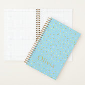 Pastel Blue Gold Confetti Stippen - Aangepaste Bul Notitieboek (Binnen)