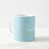 Pastel Blue Gold Confetti Stippen Koffiemok (Voorkant links)