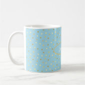 Pastel Blue Gold Confetti Stippen Koffiemok (Links)