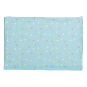 Pastel Blue Gold Confetti Stippen op maat Kussensloop (Achterkant-Links)