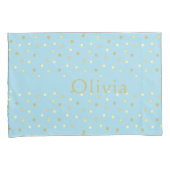 Pastel Blue Gold Confetti Stippen op maat Kussensloop (Voorkant-Rechts)