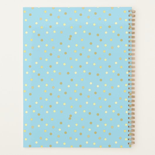 Pastel Blue Gold Confetti Stippen op maat Planner (Achterkant)