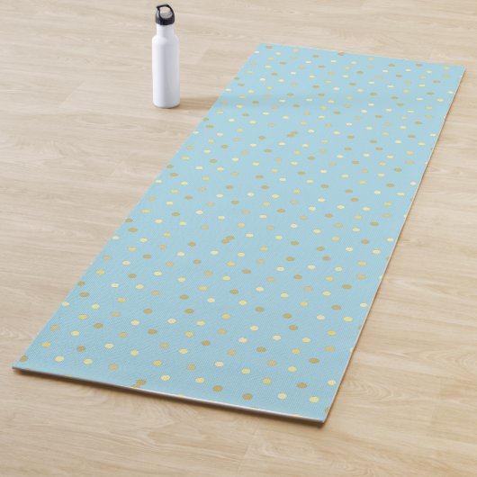 Pastel Blue Gold Confetti Stippen Yogamat (In situ)
