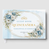 Pastel Blue Gold Eucalyptus Quince Guestbook Gastenboek (Voorkant)