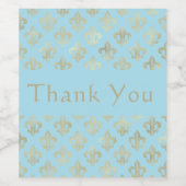 Pastel Blue Gold Fleur De Lis Custom Wijn Etiket (Enkel label)
