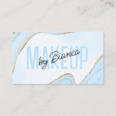 Pastel Blue Gold Glitter Agaat Make-up Artiest Sal Visitekaartje (Achterkant)